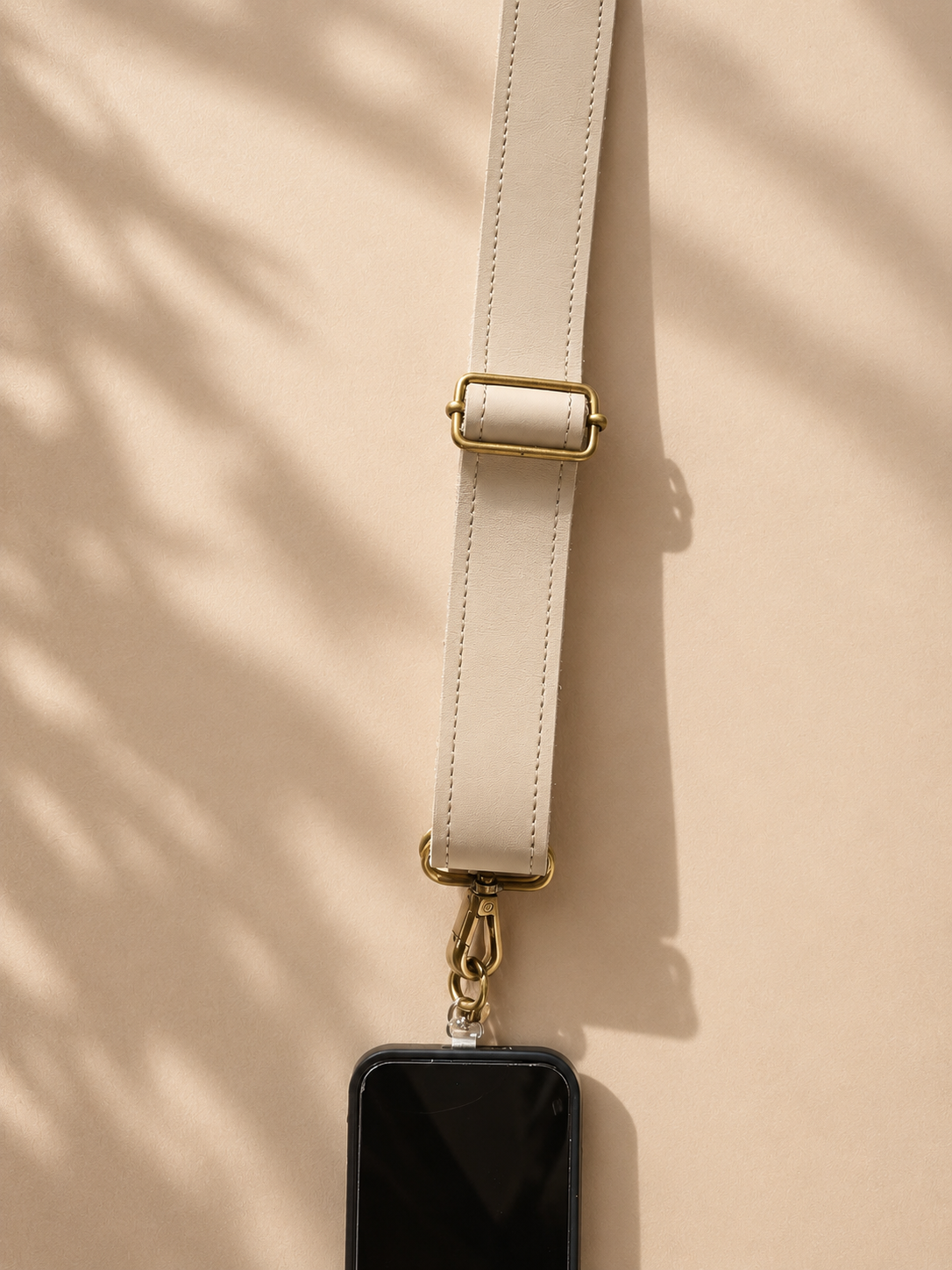 Im Just A Girl Beige Wide Leather Phone Strap Wallet-Free