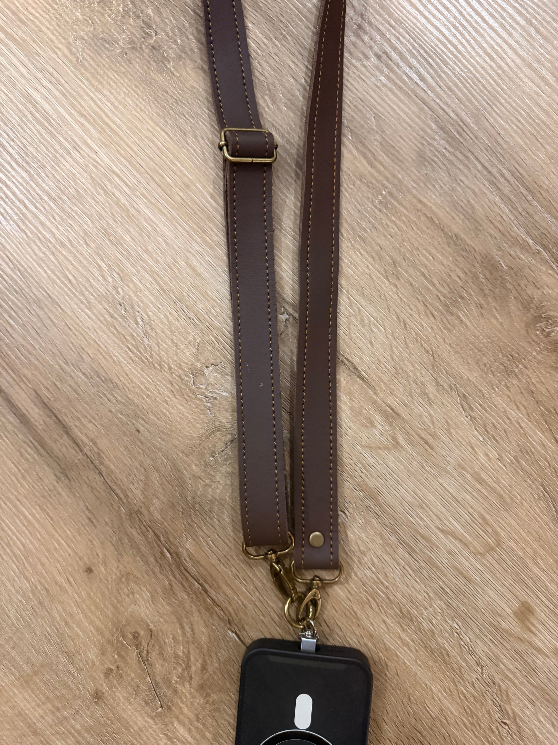 Im Just A Girl Brown Slim Leather Phone Strap Wallet-Free
