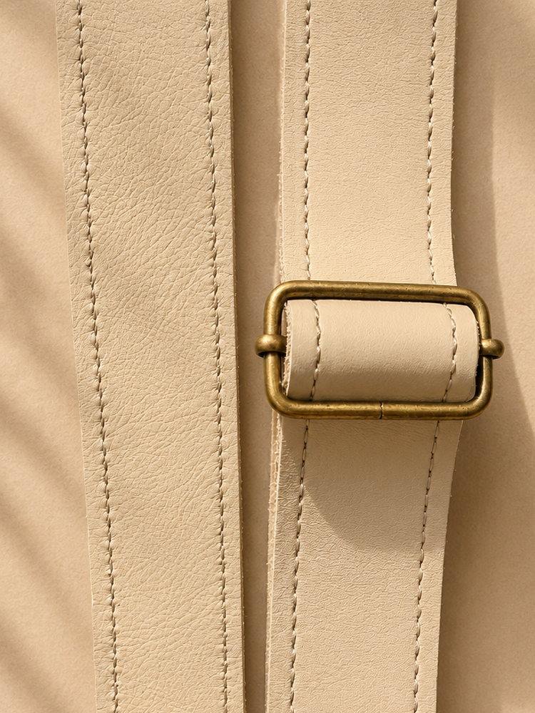 Im Just A Girl Beige Wide Leather Phone Strap Wallet-Free