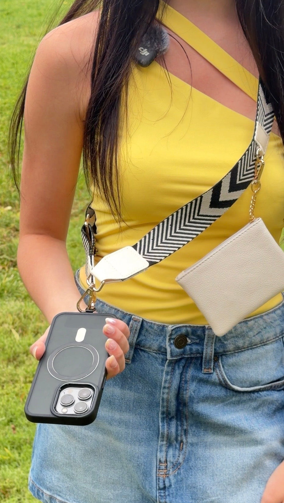 Im Just A Girl Crossbody Phone Strap with Wallet - Ivory Luxe