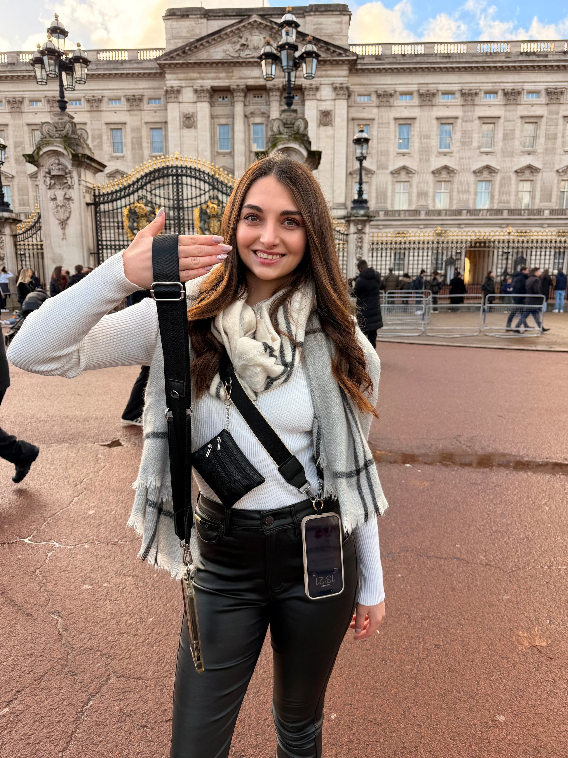 Im Just A Girl Crossbody Phone Strap with Wallet - Noir Chic