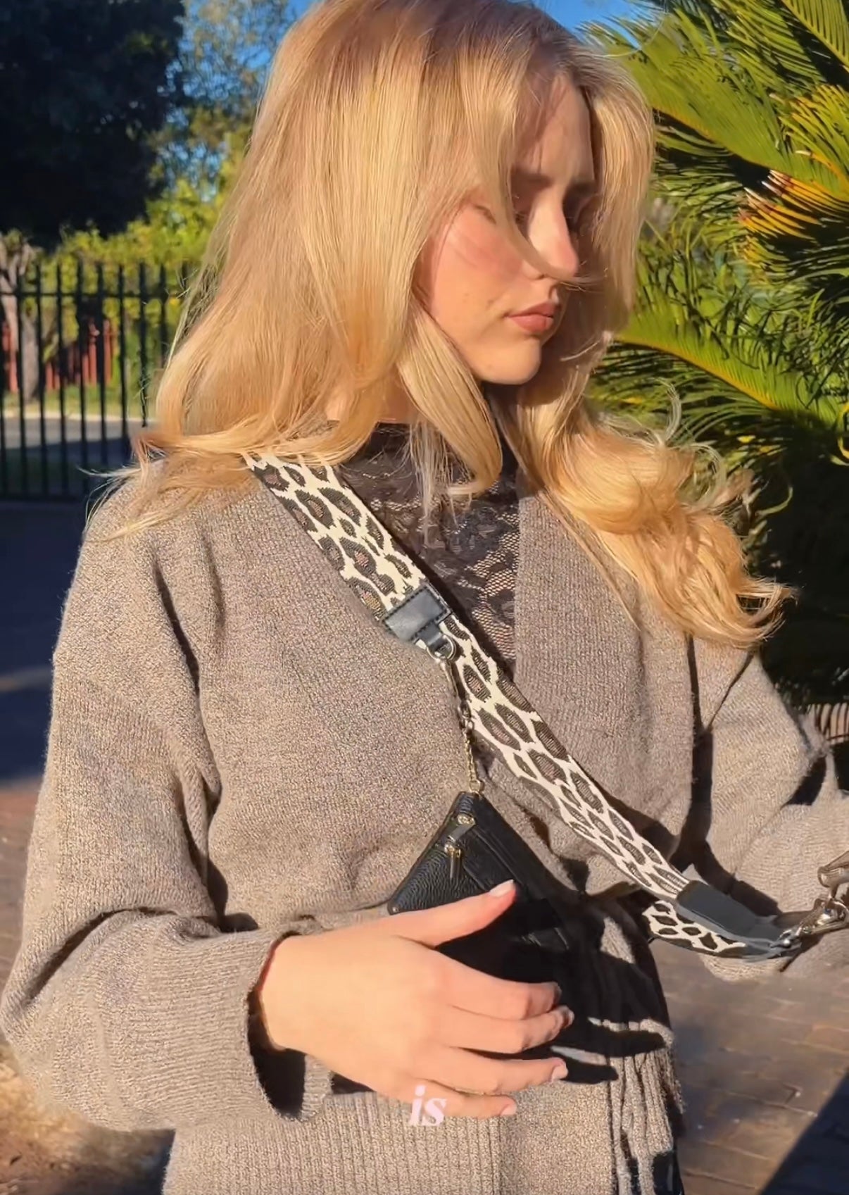 Im Just A Girl Crossbody Phone Strap with Wallet - Classic Leopard