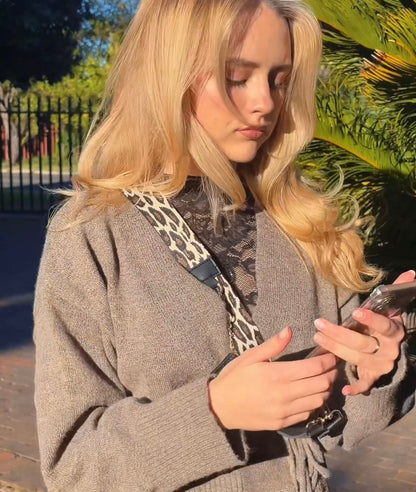 Im Just A Girl Crossbody Phone Strap with Wallet - Classic Leopard