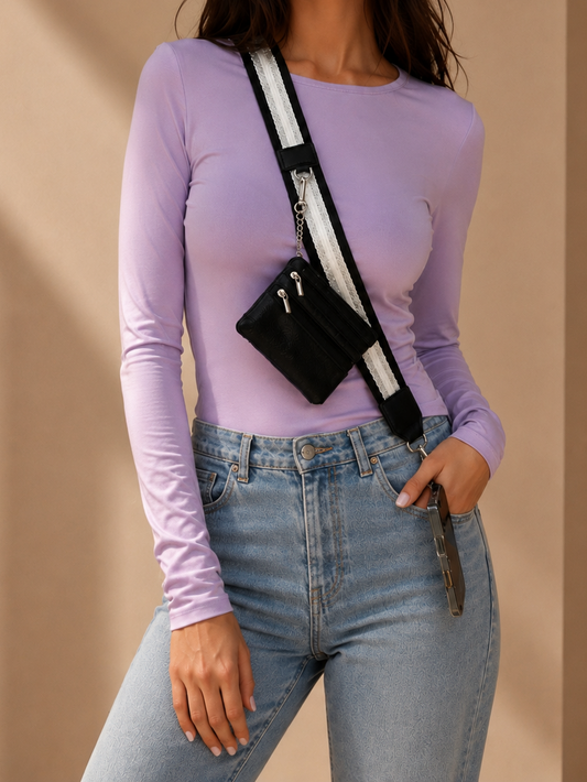 Im Just A Girl Crossbody Phone Strap with Wallet - Midnight Shimmer Strap