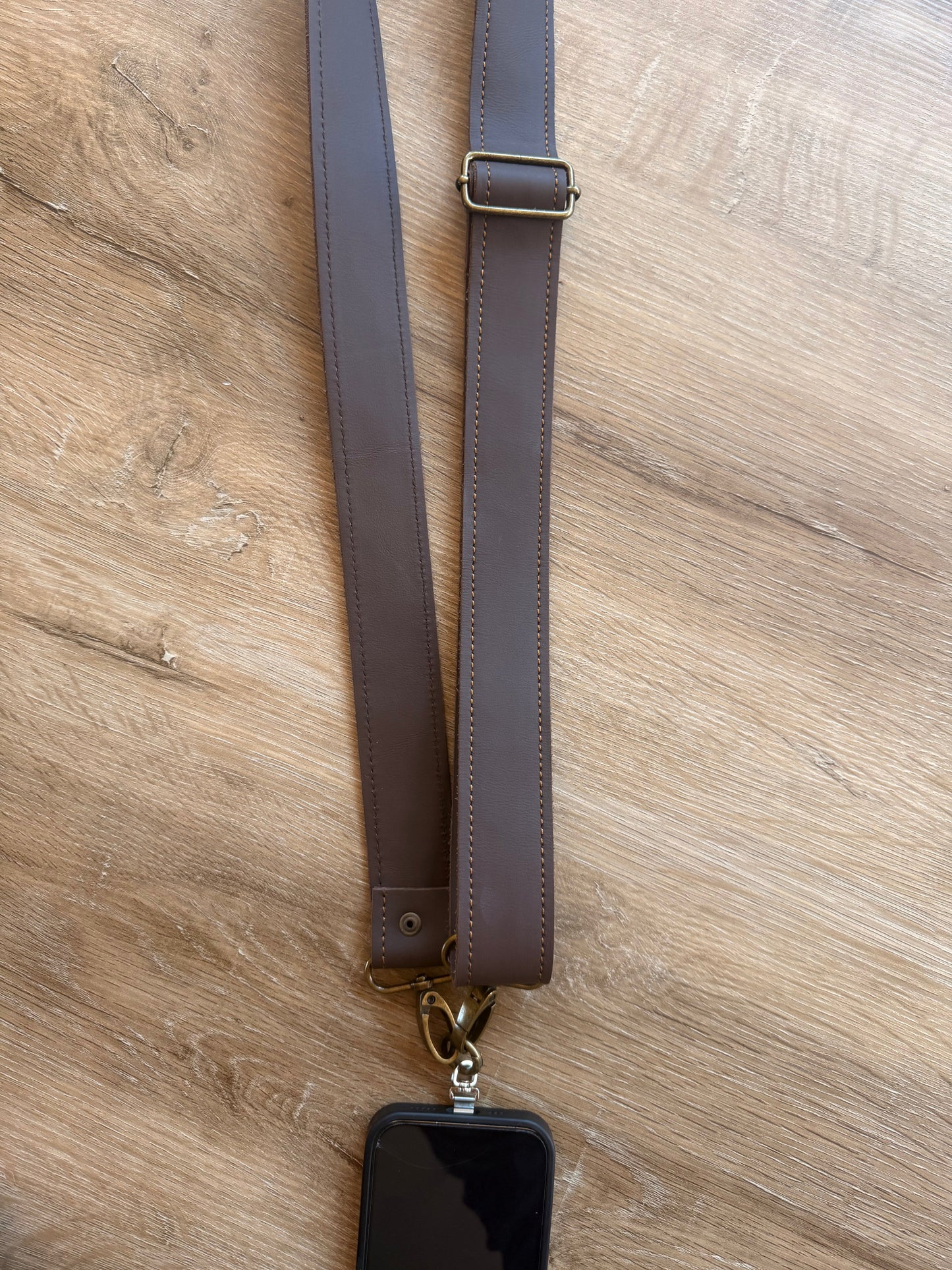Im Just A Girl Brown Wide Leather Phone Strap Wallet-Free