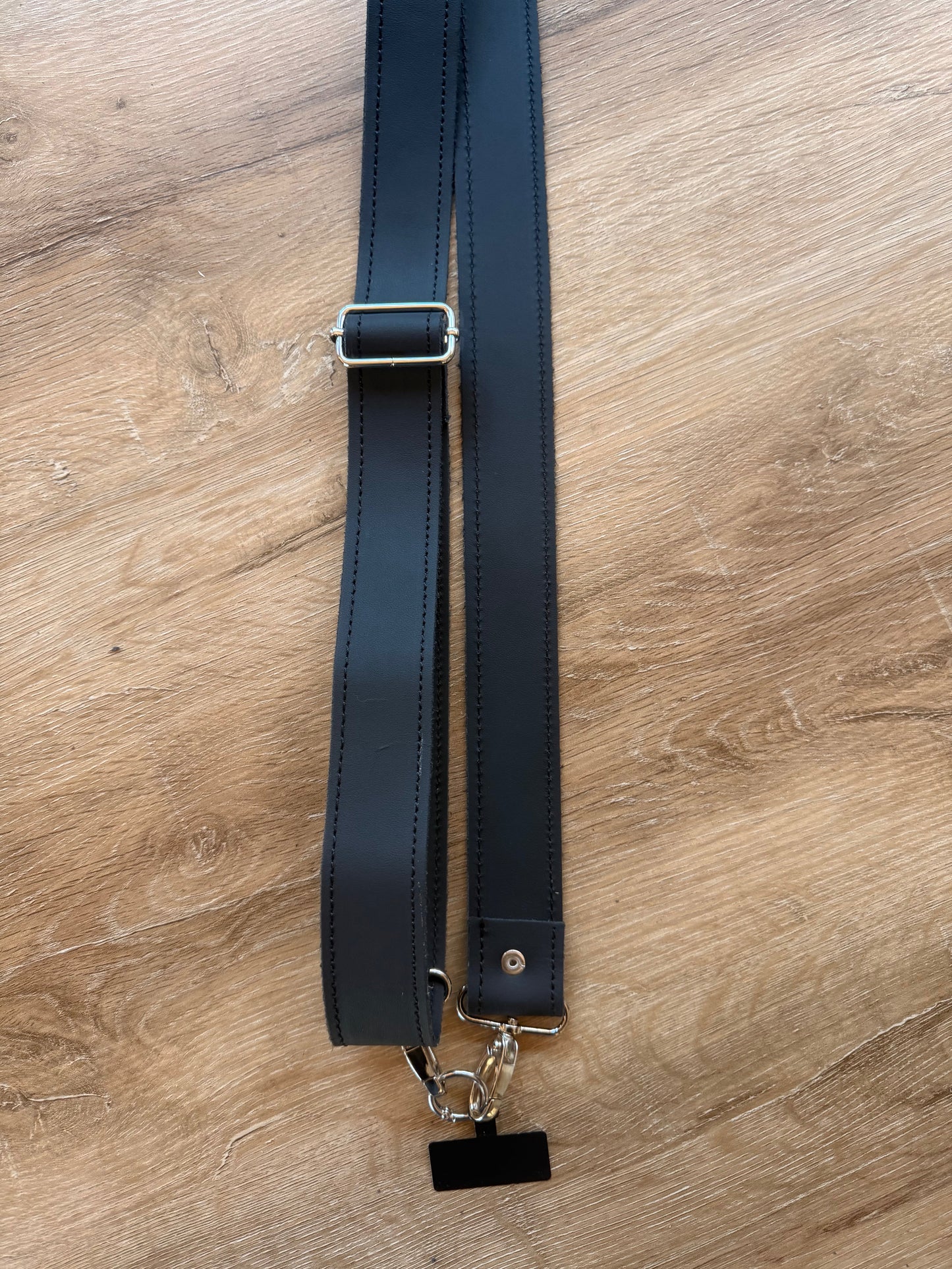 Im Just A Girl Midnight Black Wide Leather Phone Strap Wallet-Free