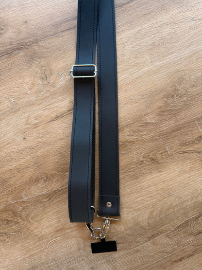 Im Just A Girl Midnight Black Wide Leather Phone Strap Wallet-Free