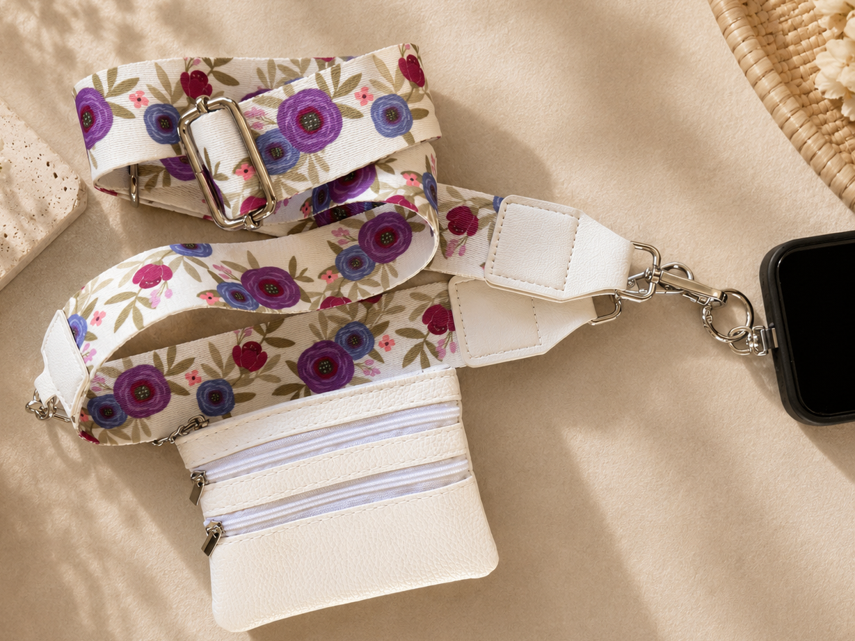 Im Just A Girl Crossbody Phone Strap with Wallet — Pastel Bloom