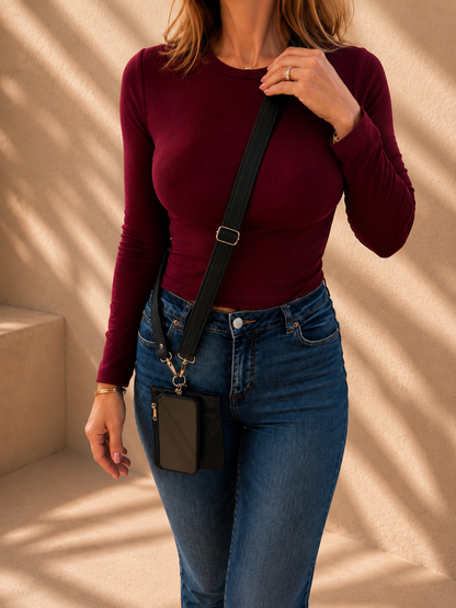 Im Just A Girl Genuine Leather Crossbody Strap & Pouch